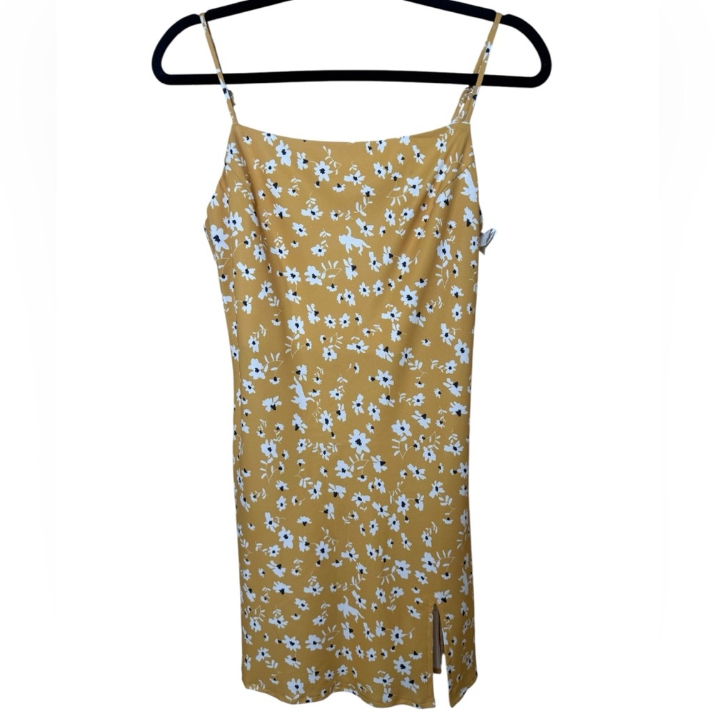 Polly size 4 Floral Mustard Mini Dress with Spaghetti Straps